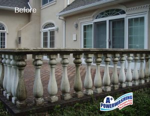 14 _ Patio 1 Before A+ Power Washing and Roof Cleaning offers stucco cleaning in the Central Jersey area.