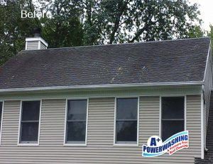 23 _ roof 1 Before A+ Power Washing and Roof Cleaning offers siding cleaning in the Central Jersey area.