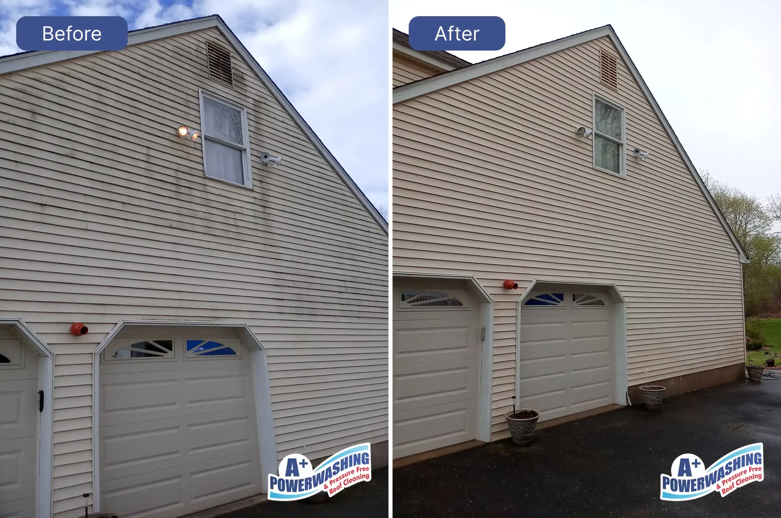 Before and after roof cleaning in Rumson NJ